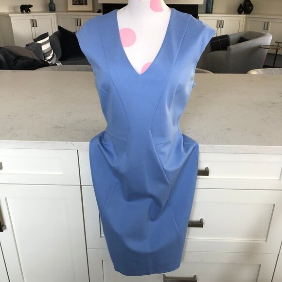 Brooks Brothers V Neck Sleeveless Lined Midi Dress Periwinkle Blue Sz 10 NWOT - Picture 16 of 16